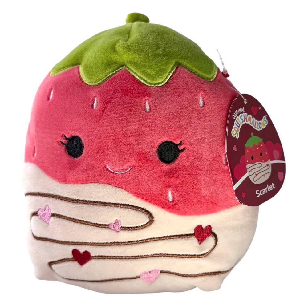 SQUISHMALLOWS Plush Scarlet White Chocolate STRAWBERRY 8" Pillow KellyToy Tags